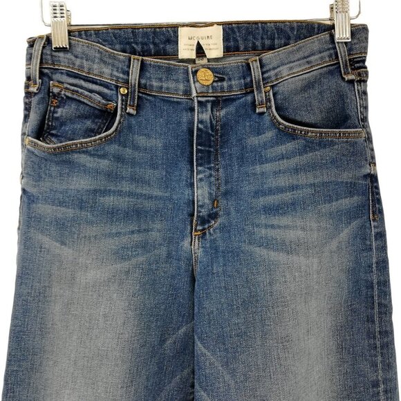 McGuire Wide Leg Cropped Released Raw Hem Jeans Size 26 Bessette Culotte 15F - Picture 2 of 12